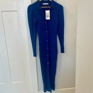 Zara Ribbed button-front sweater dress size small